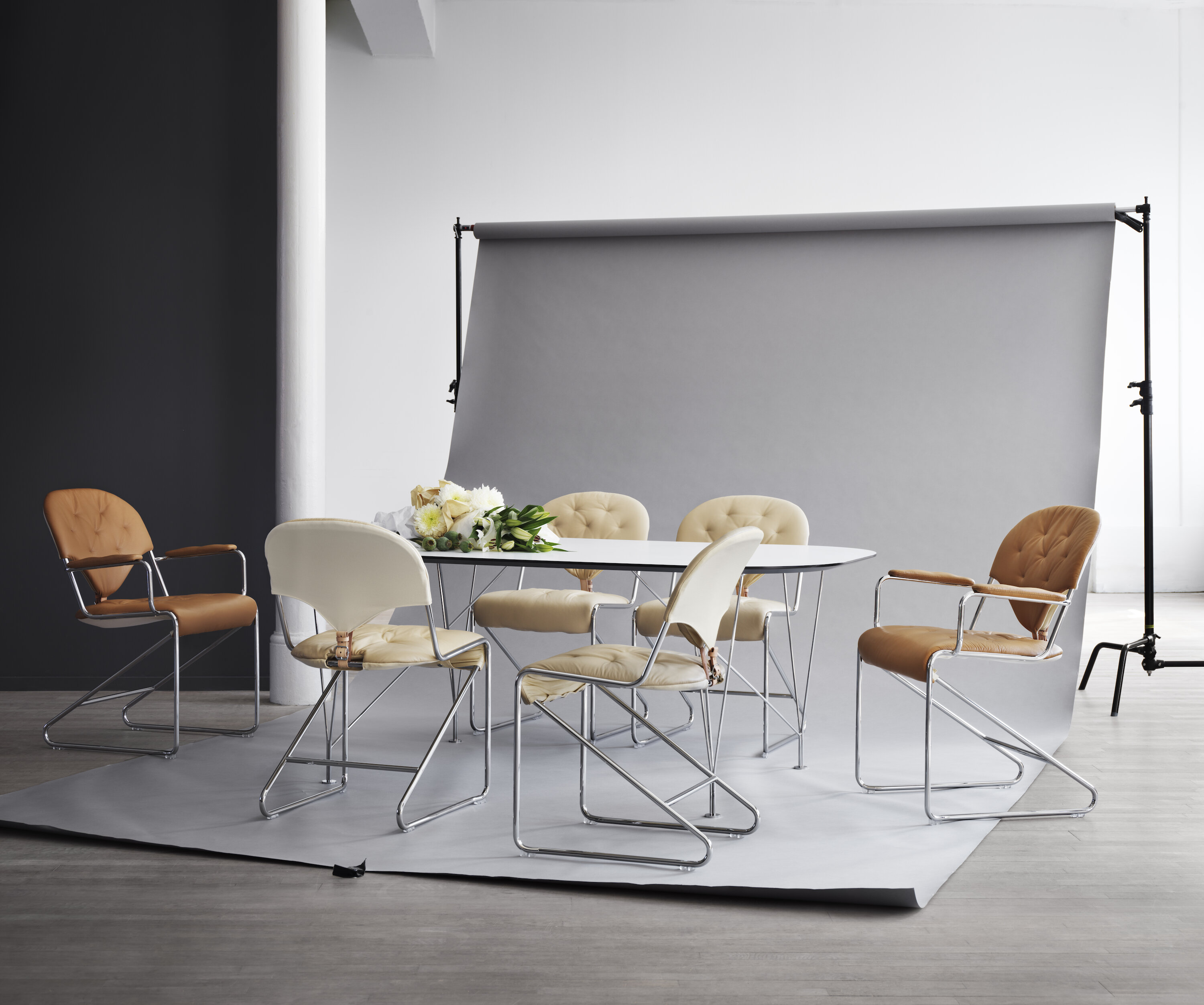 Sam chair chrome naturale perle